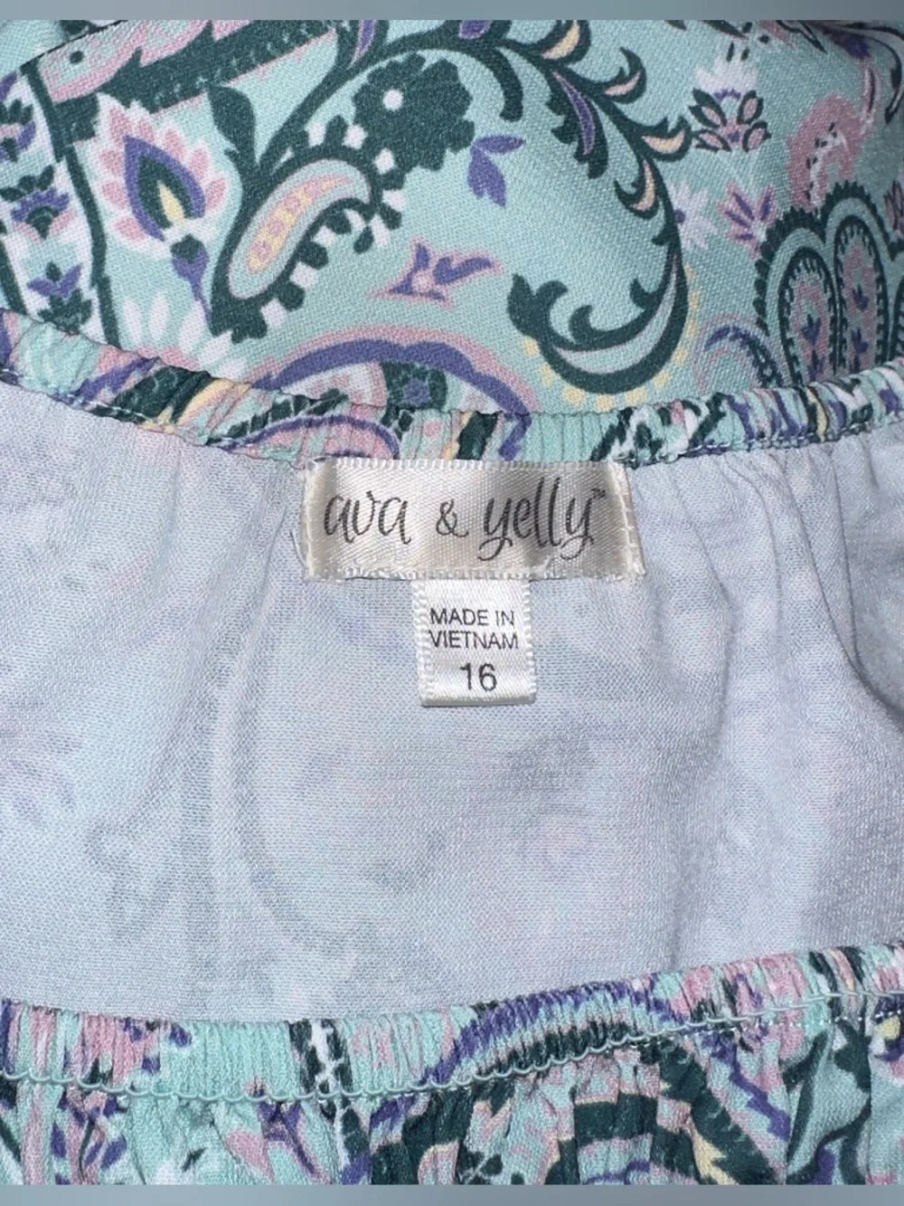 AVA AND YELLY | Paisley Puff Sleeve Smocked Ruffled Dress (Big Girls) Sz 16 EUC